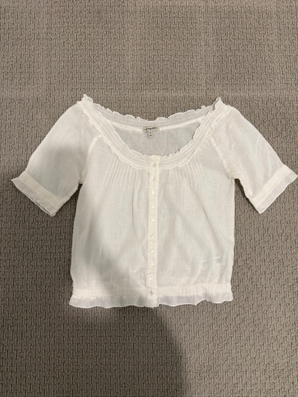 Forever 21 Heritage 1981 100% Cotton Peasant Blouse | Crystal Buttons | Small